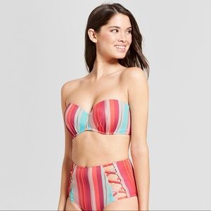 Target Light Lift Stripe Bandeau Bikini Top 34DD